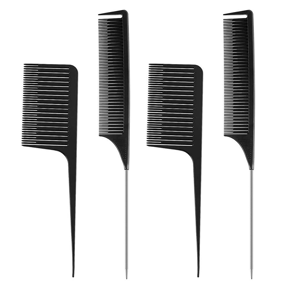 ELK Hair Brush Plastic Rat Tail Comb Set 4 Pcs
