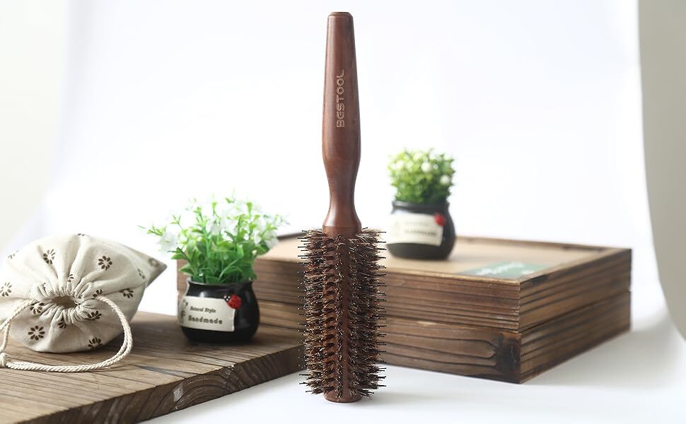 ELK Hair Brush Beech Wood Roller Brush with Boar Bristle