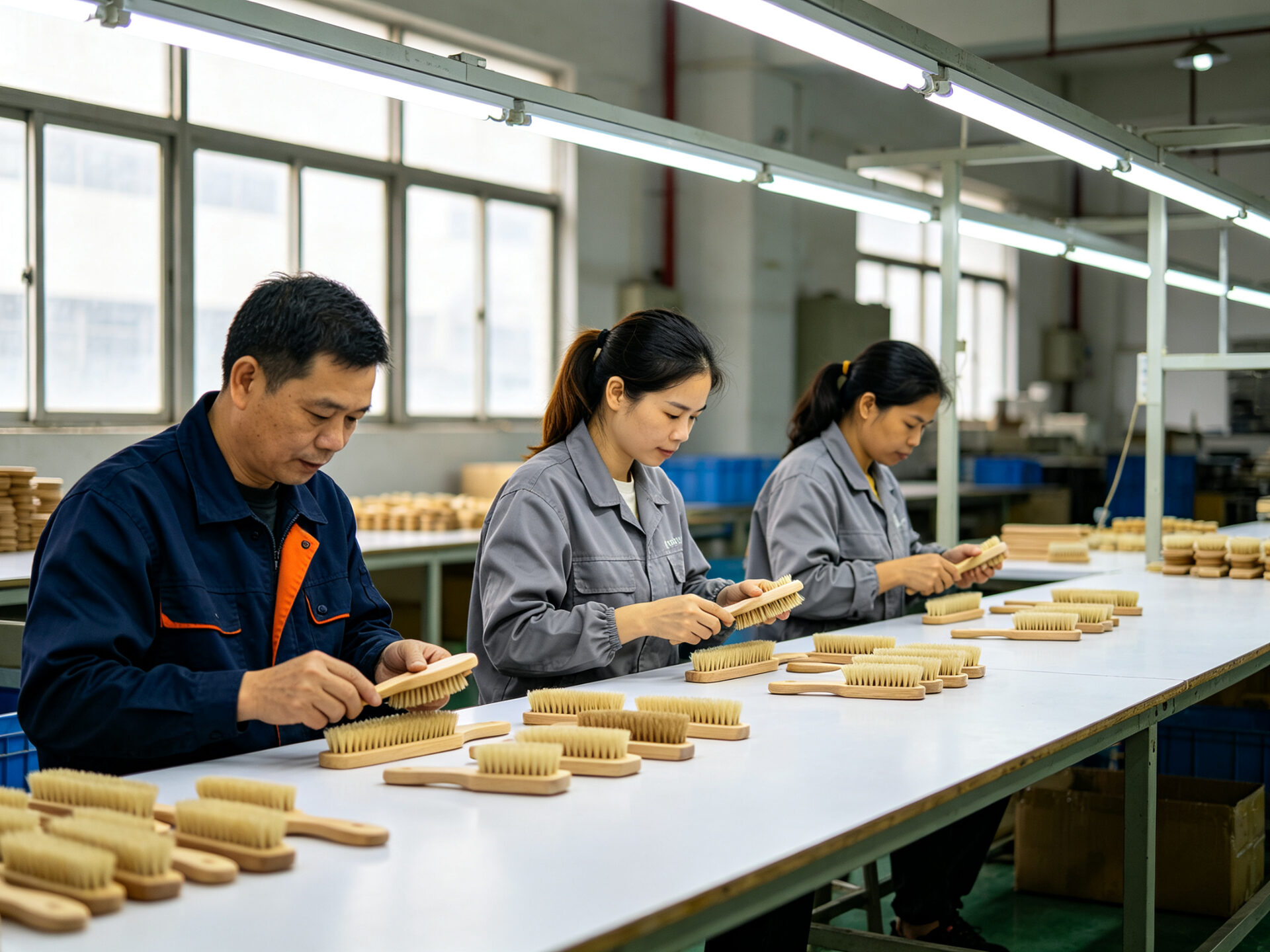 Assembly line at ELK brush factory