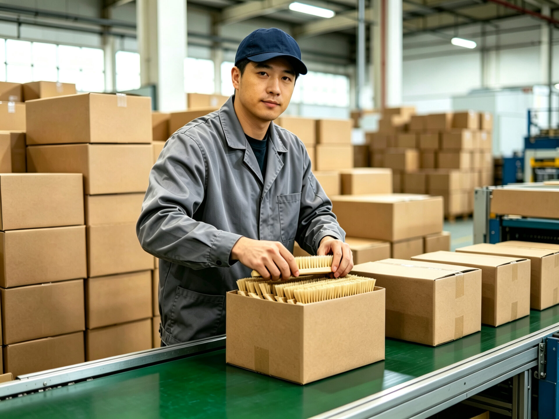 Packaging line with export cartons at the ELK factory